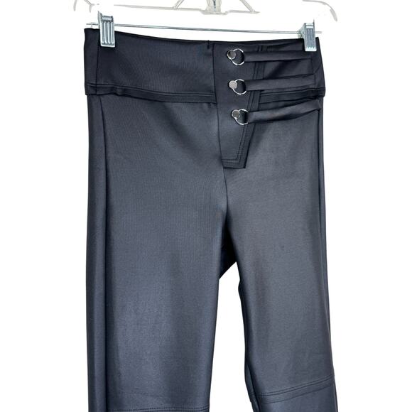 Koral Black High‎ Rise Scuba Leggings Small Ring Strap Detail Athleisure Pants - Picture 8 of 14